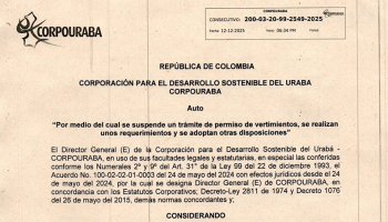 AUTO O430 Y 2549 DE 2025 Y RESOLUCIONES ASOCIADAS – TERRITORIAL NUTIBARA: TRÁMITE Y SUSPENSIÓN DE PERMISO DE VERTIMIENTOS Y REQUERIMIENTOS AMBIENTALES.