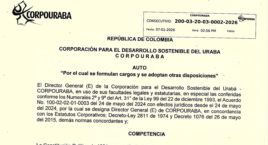 AUTO 0002-2026, POR EL CUAL SE FORMULAN CARGOS Y SE ADOPTAN OTRAS DISPOSICIONES