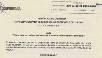 ACTOS ADMINISTRATIVOS AMBIENTALES EXPEDIDOS POR CORPOURABA — AUTOS Y RESOLUCIONES DEL PRIMER TRIMESTRE DE 2026