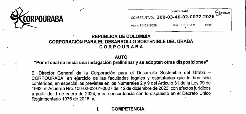 AUTO 0077-2026, POE EL CUAL SE INICIA UNA INDAGACIÓN PRELIMINAR