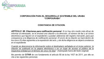 CONSTANCIA DE CITACION PARA NOTIFICACIÓN PERSONAL