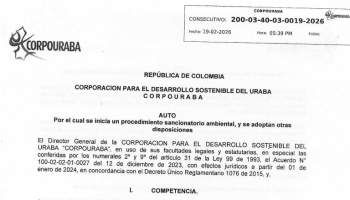 NOTIFICACIÓN POR AVISO DE ACTOS ADMINISTRATIVOS AMBIENTALES – CORPOURABA