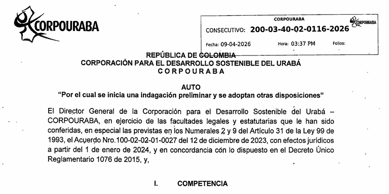 AUTO-0116-2026, POR EL CUAL SE INICIA UNA INDAGACIÓN PRELIMINAR Y SE ADOPTAN OTRAS DISPOSICIONES