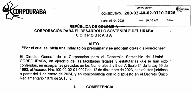 Auto 0110-2026, por el cual se inicia indagación preliminar
