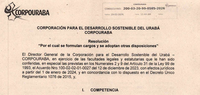 Resolución 0565 de 2026, por la cual se formulan cargos y se adoptan otras disposiciones.