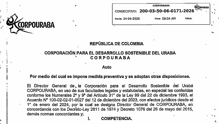 Auto 0171-2026, por el cual se impone medida preventiva y se adoptan otras disposiciones