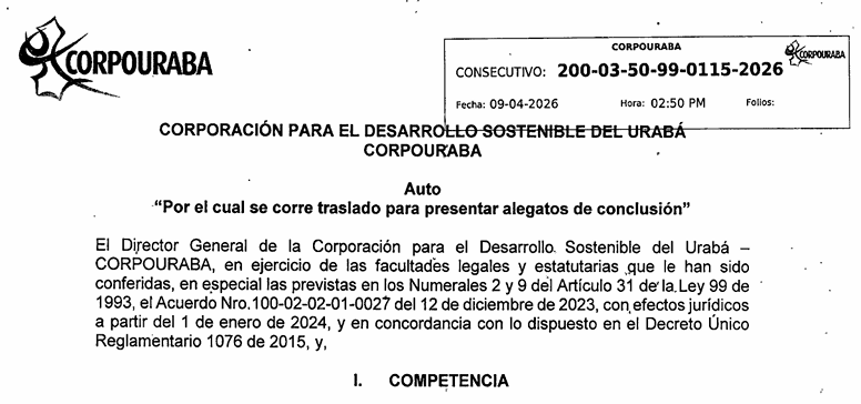 AUTO 0115-2026, POR EL CUAL SE CORRE TRASLADO PARA PRESENTAR ALEGATOS DE CONCLUSIÓN