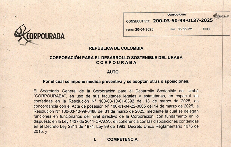 AUTO 0137 -2025, POR EL CUAL SE IMPONE MEDIDA PREVENTIVA Y SE ADOPTAN OTRAS DISPOSICIONES