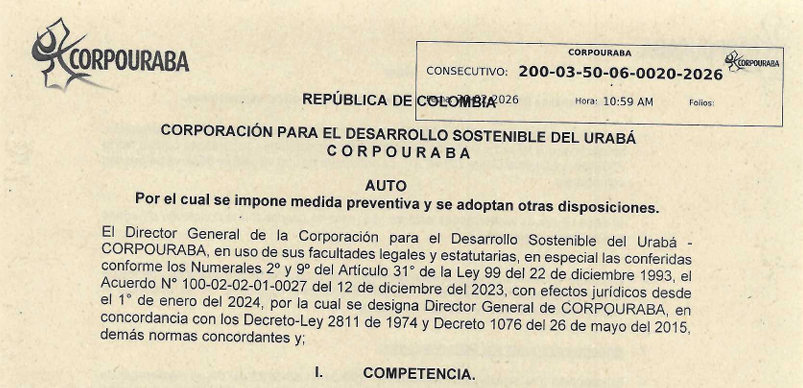 AUTO 0020-2026,POR EL CUAL SE IMPONE MEDIDA PREVENTIVA Y SE ADOPTAN OTRAS DISPOSICIONES