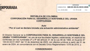  AUTO 0215-2026 – INICIO DE TRÁMITE AMBIENTAL DE VERTIMIENTO DE AGUAS RESIDUALES DOMÉSTICAS