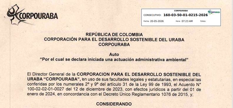 AUTO 0215-2026, POR EL CUAL SE DECLARA INICIADA UNA ACTUACIÓN ADMINISTRATIVA AMBIENTAL