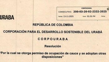 AUTORIZACIÓN PARA LA CONSTRUCCIÓN DE PUENTE VEHICULAR EN EL SECTOR PUEBLO CHINO DE SAN JUAN DE URABÁ