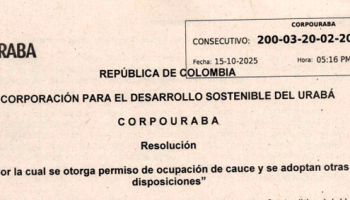 AUTORIZACIÓN PARA LA CONSTRUCCIÓN DE PUENTE SOBRE EL RÍO MULATOS EN CARIBIA, NECOCLÍ