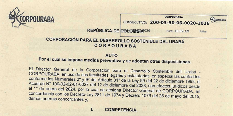 Auto 0020-2026, por el cual se impone medida preventiva y se adoptan otras disposiciones