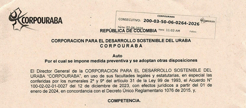 AUTO 0264-2026, POR EL CUAL SE IMPONE MEDIDA PREVENTIVA Y SE ADOPTAN OTRAS DISPOSICIONES.