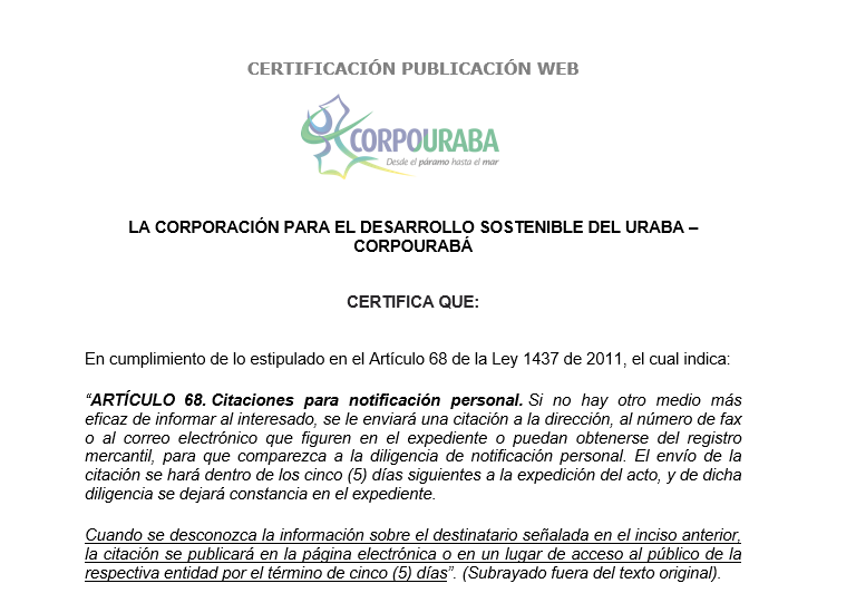 Citación para Notificación Personal