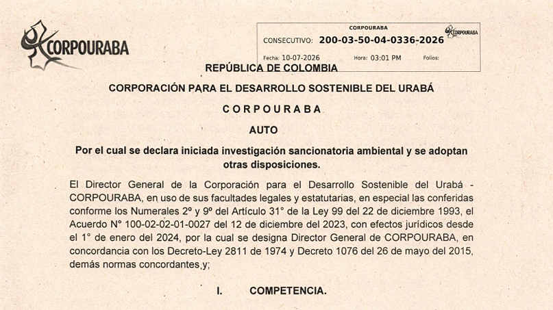 AUTO 0336-2026, POR EL CUAL SE DECLARA INICIADA IVESTIGACION SANCIONATORIA AMBIENTAL