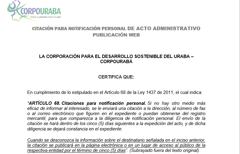 CERTIFICACIONES PARA NOTIFICACIÓN PERSONAL