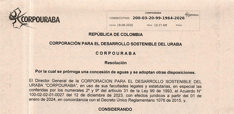 RESOLUCIÓN 1964-2026, POR LA CUAL SE PRORROGA UNA CONCESIÓN DE AGUAS Y SE ADOPTAN OTRAS DISPOSICIONES