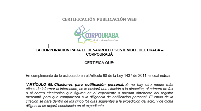 Citación para notificación personal de actos administrativos