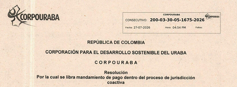 Resolución 1675-2026, por la cual se libra mandamiento de pago dentro del proceso de jurisdicción coactiva.