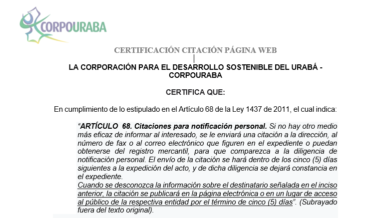 Citaciones para notificación personal