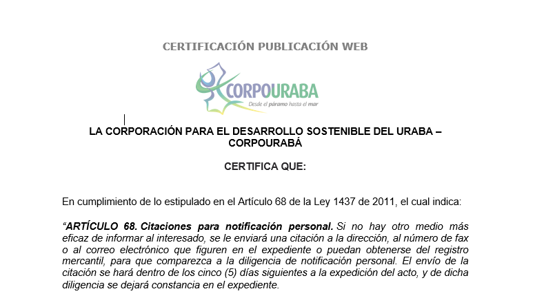 Citación para Notificación Personal