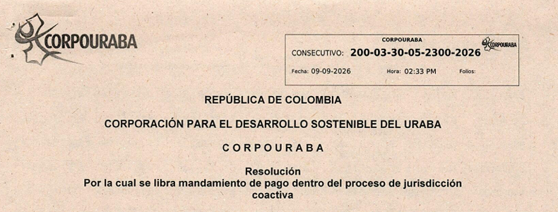Resolución 2300-2026, por la cual se libra mandamiento de pago dentro del proceso de jurisdicción coactiva.
